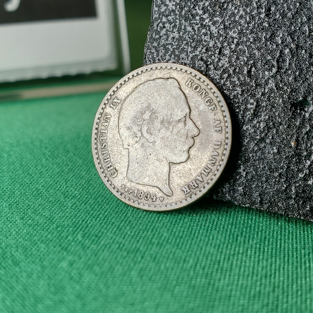 Gray Toned Silver, 1894 Denmark 25 Øre KM# 796.1